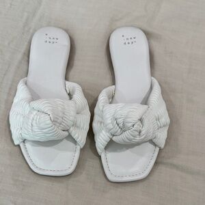 A New Day Women's white Knotted Slide Sandals 7.5